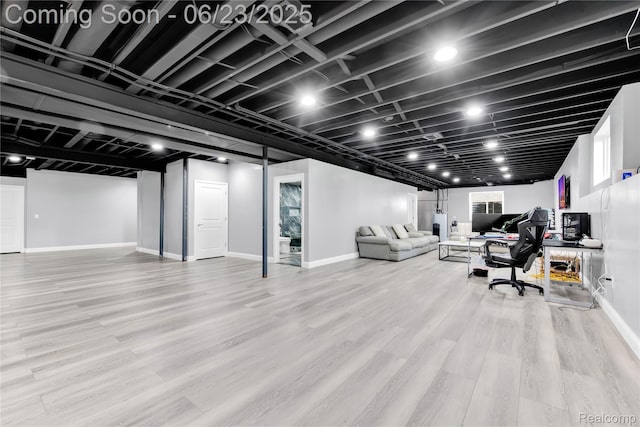 56727 Via Carlotta, Shelby Twp, MI 48042 - basement with an office area and light wood finished floors