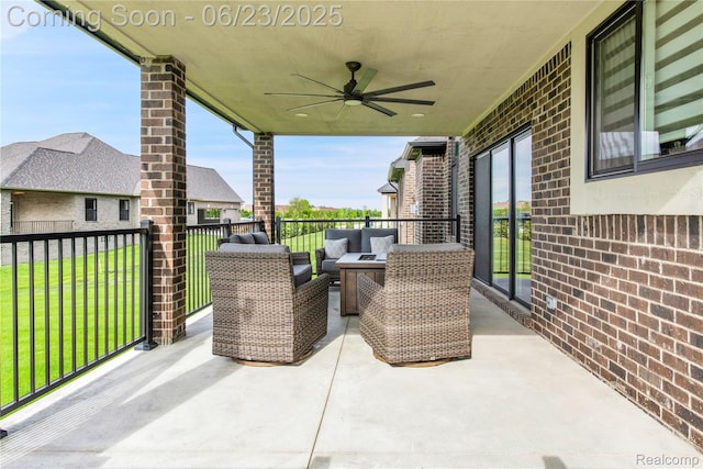56727 Via Carlotta, Shelby Twp, MI 48042 - view of patio / terrace featuring ceiling fan and an outdoor hangout area