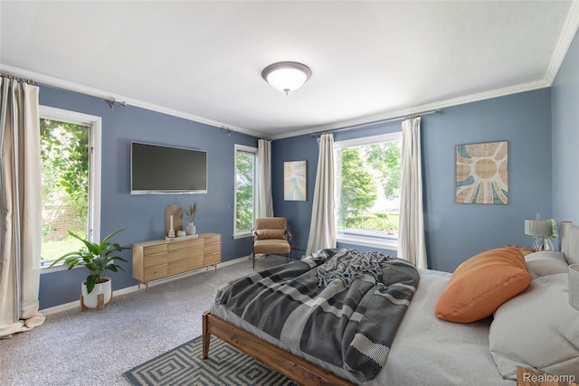 19891 Parke Ln, Grosse Ile, MI 48138 - bedroom with crown molding and carpet floors