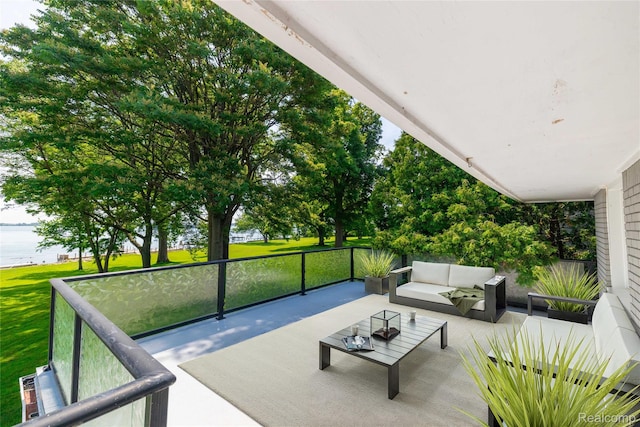 19891 Parke Ln, Grosse Ile, MI 48138 - view of patio / terrace featuring an outdoor living space and a water view