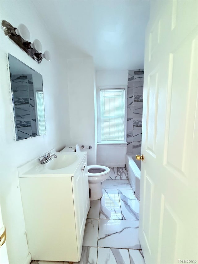 9941 Minock St, Detroit, MI 48228 - bathroom featuring vanity and marble finish flooring