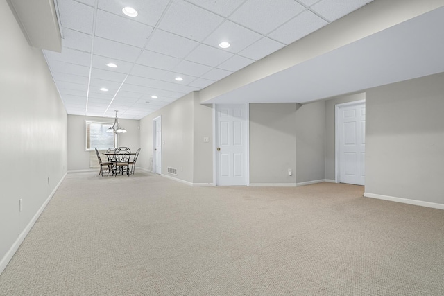 1860 Partridge Ln, Kalamazoo, MI 49009 - basement featuring light colored carpet, recessed lighting, and a drop ceiling