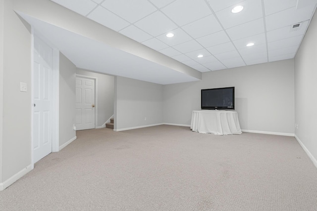 1860 Partridge Ln, Kalamazoo, MI 49009 - finished basement featuring carpet floors, stairs, recessed lighting, and a paneled ceiling