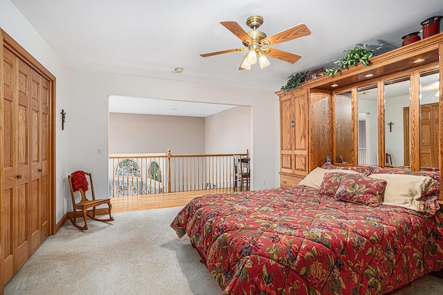 11683 Fair Lk, Delton, MI 49046 - carpeted bedroom with a ceiling fan and access to exterior