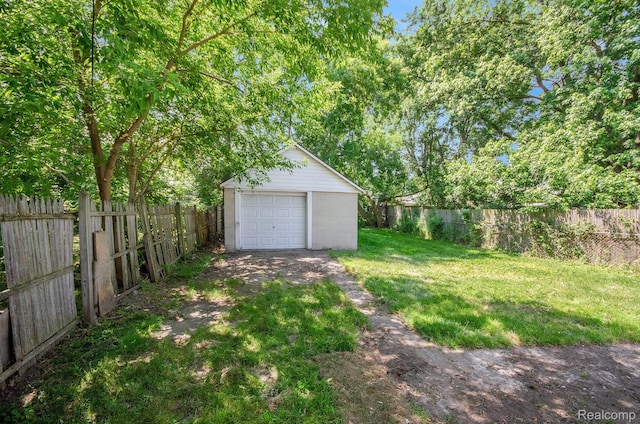 38 E Ypsilanti Ave, Southfield, MI 48340 - fenced backyard with a garage, an outdoor structure, and driveway