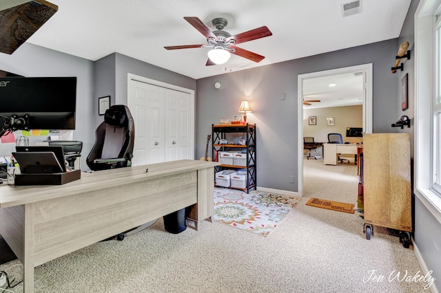 278 Caravan Rd, Norton Shores, MI 49441 - office featuring a ceiling fan and carpet