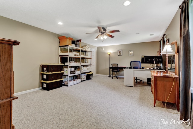 278 Caravan Rd, Norton Shores, MI 49441 - carpeted office space featuring ceiling fan and recessed lighting
