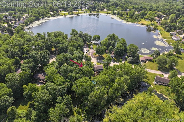 12260 Dollar Lake Dr, Fenton, MI 48430 - aerial overview of property's location featuring a nearby body of water and a forest