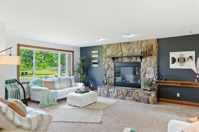 8368 N 46th St, Augusta, MI 49012 - carpeted living room with a stone fireplace