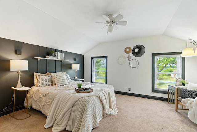 8368 N 46th St, Augusta, MI 49012 - carpeted bedroom with lofted ceiling and a ceiling fan