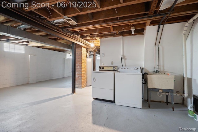 2755 Royal Ave, Berkley, MI 48072 - unfinished basement with gas water heater and washer and dryer