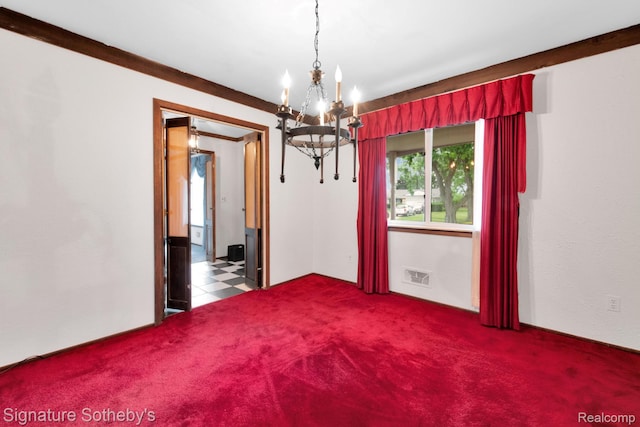 23719 Wendy Ln, Southfield, MI 48075 - spare room featuring a chandelier and carpet