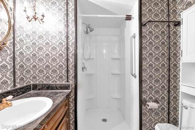 23719 Wendy Ln, Southfield, MI 48075 - bathroom with a stall shower and vanity