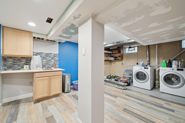 1333 N Franklin St, Dearborn, MI 48128 - laundry room with cabinet space, washer and dryer, and light wood-style floors