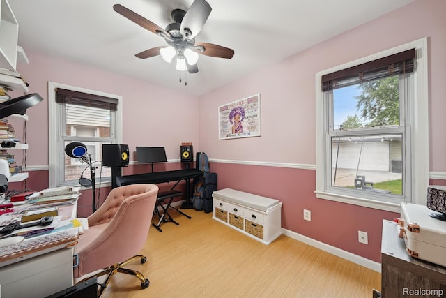1333 N Franklin St, Dearborn, MI 48128 - office area with plenty of natural light, a ceiling fan, and wood finished floors
