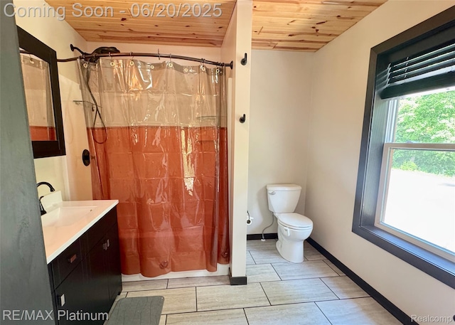 3199 N Loop Ct, Middleville, MI 49333 - full bath featuring wooden ceiling, vanity, and a shower with shower curtain