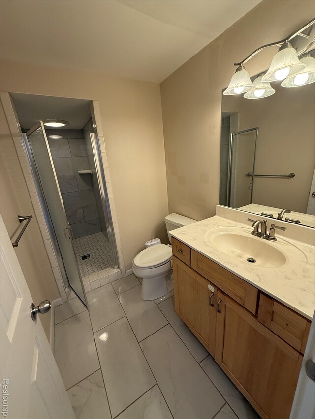 6352 Laurentian Ct, Flint, MI 48532 - full bathroom featuring a stall shower, vanity, and marble finish floors
