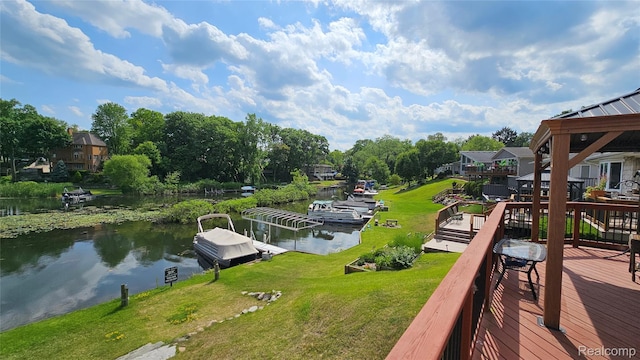 3900 Hillcrest, Highland, MI 48356 - dock area featuring a water view, a yard, and view of scattered trees