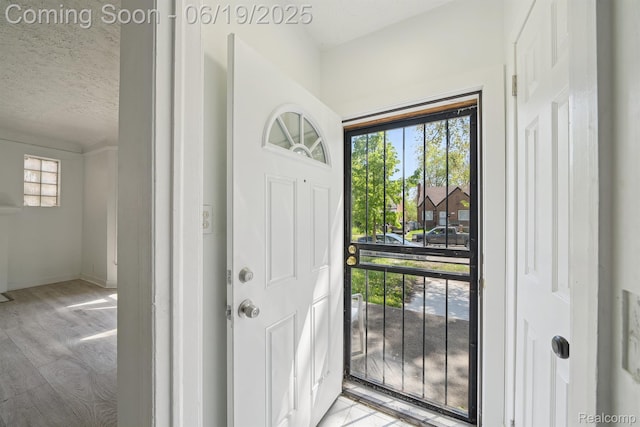 15477 Lauder St, Detroit, MI 48227 - foyer entrance with wood finished floors and a textured ceiling
