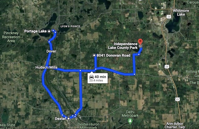 8041 Donovan Rd, Dexter, MI 48130 - map / location featuring property parcel outlined