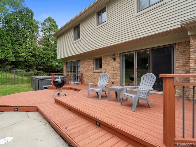 1890 Ludgate Ln, Rochester Hills, MI 48309 - wooden terrace with a hot tub