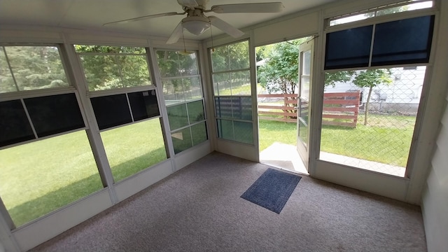 5037 Old Colony Rd, Portage, MI 49024 - unfurnished sunroom featuring a ceiling fan