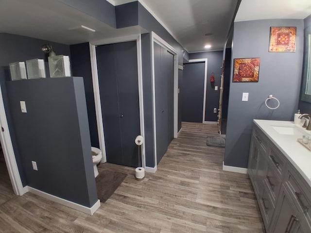5397 E 80th St, Newaygo, MI 49337 - bathroom with vanity, wood finished floors, and a shower