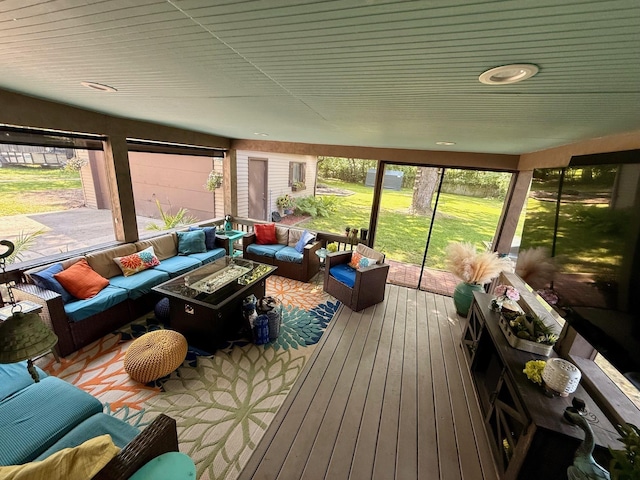 316 Colfax St, Fenton, MI 48430 - sunroom / solarium with an outdoor living space, wood-type flooring, and a wooden deck