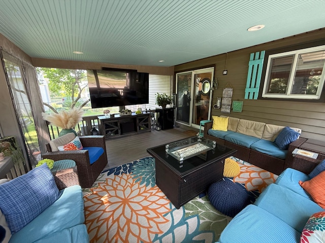 316 Colfax St, Fenton, MI 48430 - living area featuring wooden walls and wood finished floors