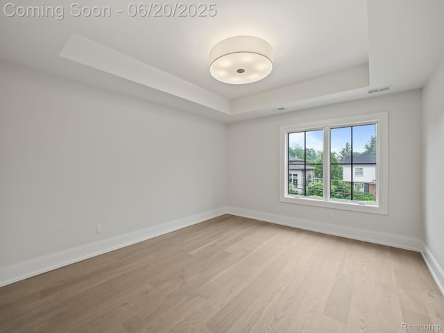 1120 Lyonhurst St, Birmingham, MI 48009 - unfurnished room with a tray ceiling and light wood-style floors