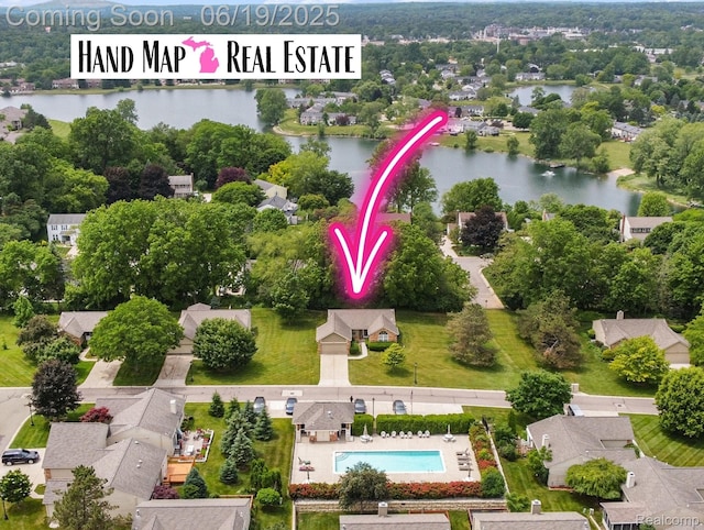 19445 Cardene Way, Northville, MI 48167 - bird's eye view of a nearby body of water