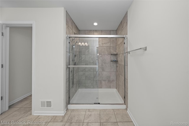 43629 Prospect Unit 102, Novi, MI 48375 - full bath with a stall shower, tile patterned flooring, and recessed lighting