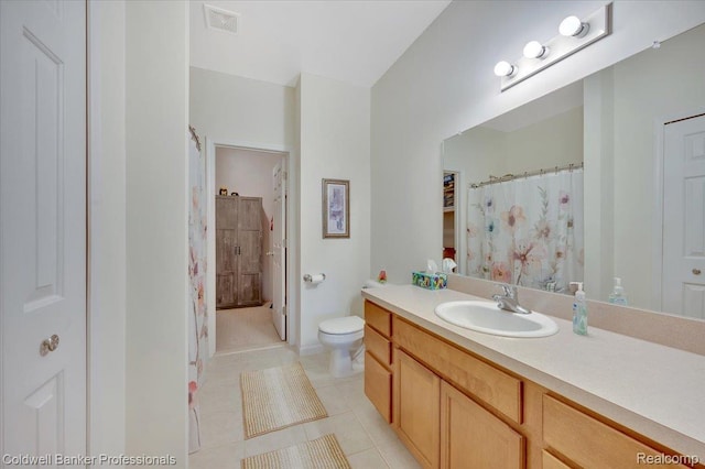 6087 Davison Rd, Byron, MI 48509 - bathroom featuring tile patterned floors, vanity, and a shower with curtain