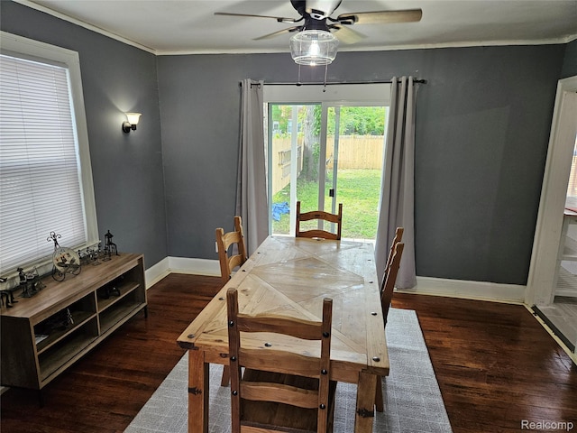 4294 W Buena Vista St, Detroit, MI 48238 - dining room with a ceiling fan, wood finished floors, and crown molding