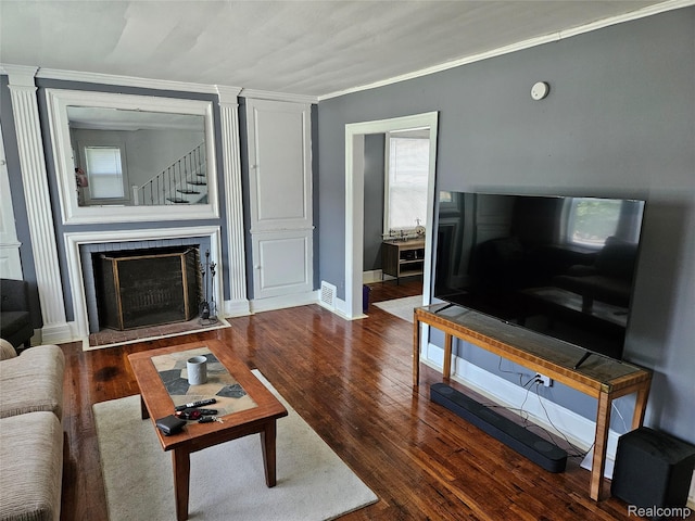 4294 W Buena Vista St, Detroit, MI 48238 - living room featuring ornamental molding and wood finished floors