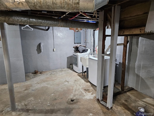 4294 W Buena Vista St, Detroit, MI 48238 - unfinished below grade area featuring separate washer and dryer and electric panel
