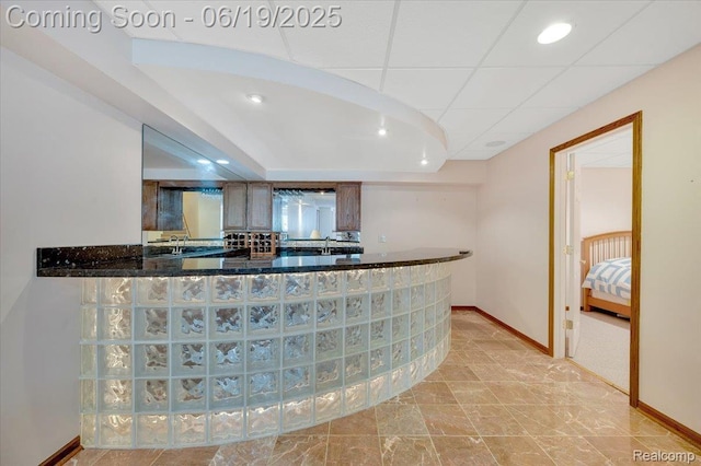 43443 Mclean Ct, Novi, MI 48375 - bar with baseboards and recessed lighting
