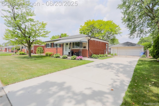 14839 Chippewa Dr, Warren, MI 48088 - ranch-style home with brick siding, a garage, and a chimney