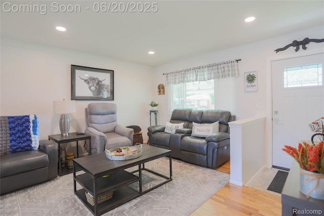 14839 Chippewa Dr, Warren, MI 48088 - living room with light wood finished floors and recessed lighting