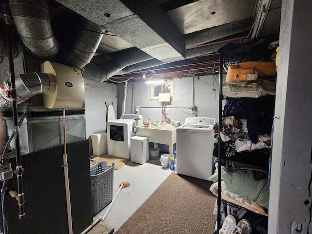 1908 Lakeway Ave, Kalamazoo, MI 49001 - unfinished basement featuring independent washer and dryer and a sink