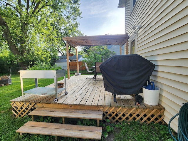 1908 Lakeway Ave, Kalamazoo, MI 49001 - wooden deck with a pergola, area for grilling, and outdoor dining area