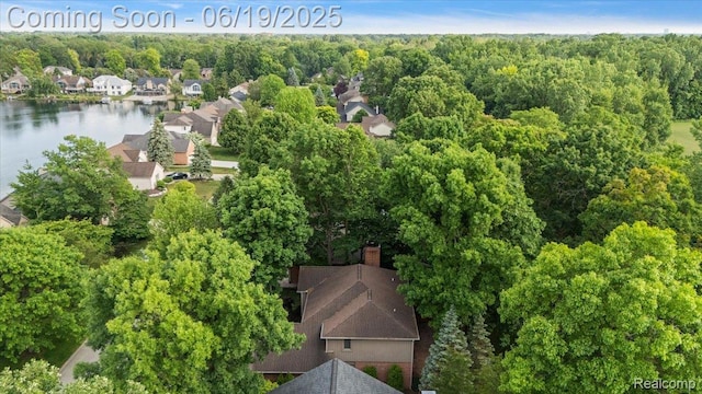 2082 Avon Lake Ln, Rochester Hills, MI 48307 - aerial view of residential area with a large body of water and a heavily wooded area