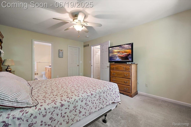 2082 Avon Lake Ln, Rochester Hills, MI 48307 - bedroom featuring light carpet, ensuite bathroom, and a ceiling fan
