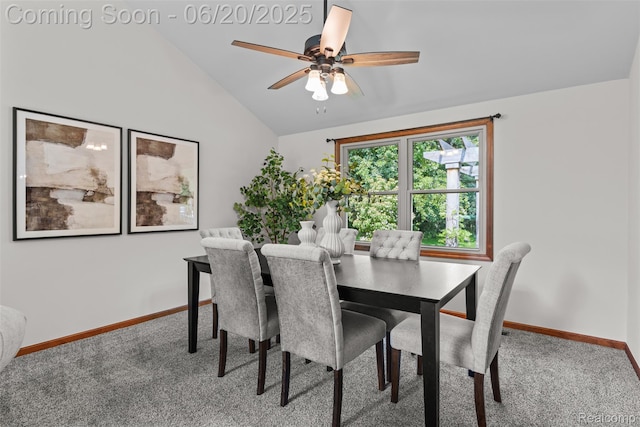 2206 Estates Dr, Highland, MI 48357 - carpeted dining room with ceiling fan and lofted ceiling