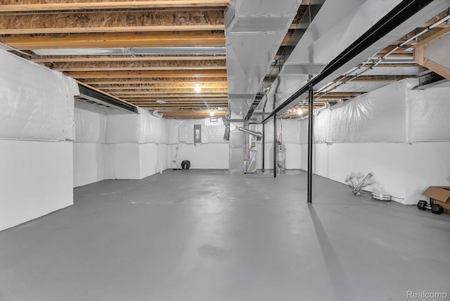 50432 Maywood, Dearborn, MI 48188 - unfinished below grade area with water heater, heating unit, and electric panel