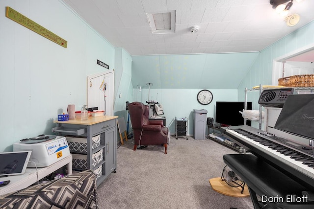 204 Maple St, Durand, MI 48429 - sitting room with carpet floors and vaulted ceiling