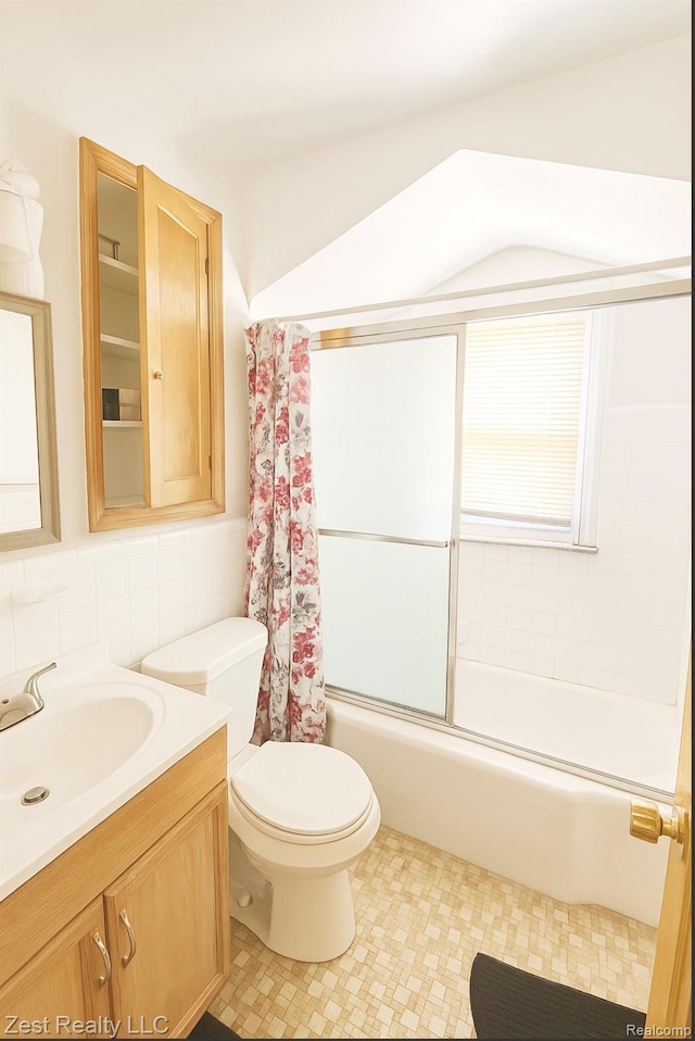 15684 Manning St, Detroit, MI 48205 - bathroom featuring vanity, combined bath / shower with glass door, and tile patterned flooring
