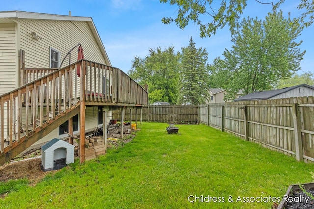 1300 Lancaster Ave NW, Grand Rapids, MI 49504 - fenced backyard with a wooden deck and stairway