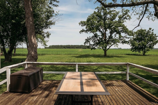 8667 Thompson Hwy, Blissfield, MI 49228 - deck featuring a view of countryside, agricultural plots, and a lawn