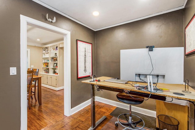 1515 E Stadium Blvd, Ann Arbor, MI 48104 - office area featuring recessed lighting, crown molding, and built in features